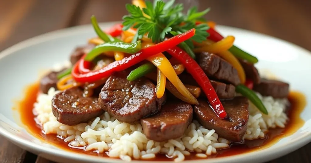 pepper steak and rice