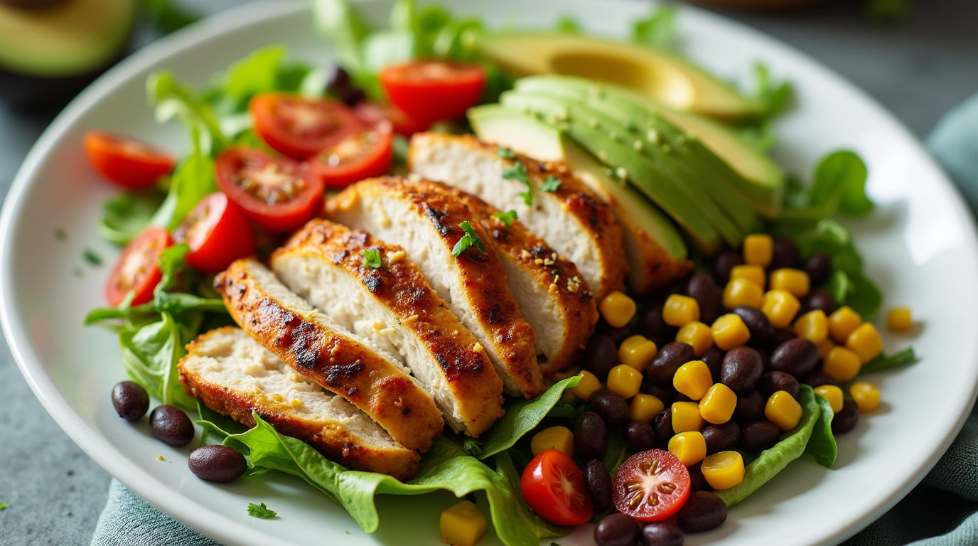 Fresh Southwest Chicken Salad with grilled chicken, avocado, and lime